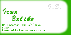 irma baliko business card